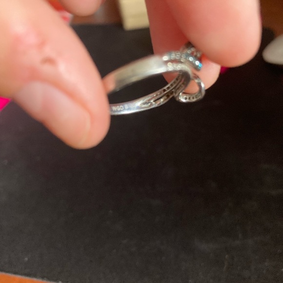 Black, blue & White Crossover/ Bypass Ring Size 7 - Picture 3 of 4